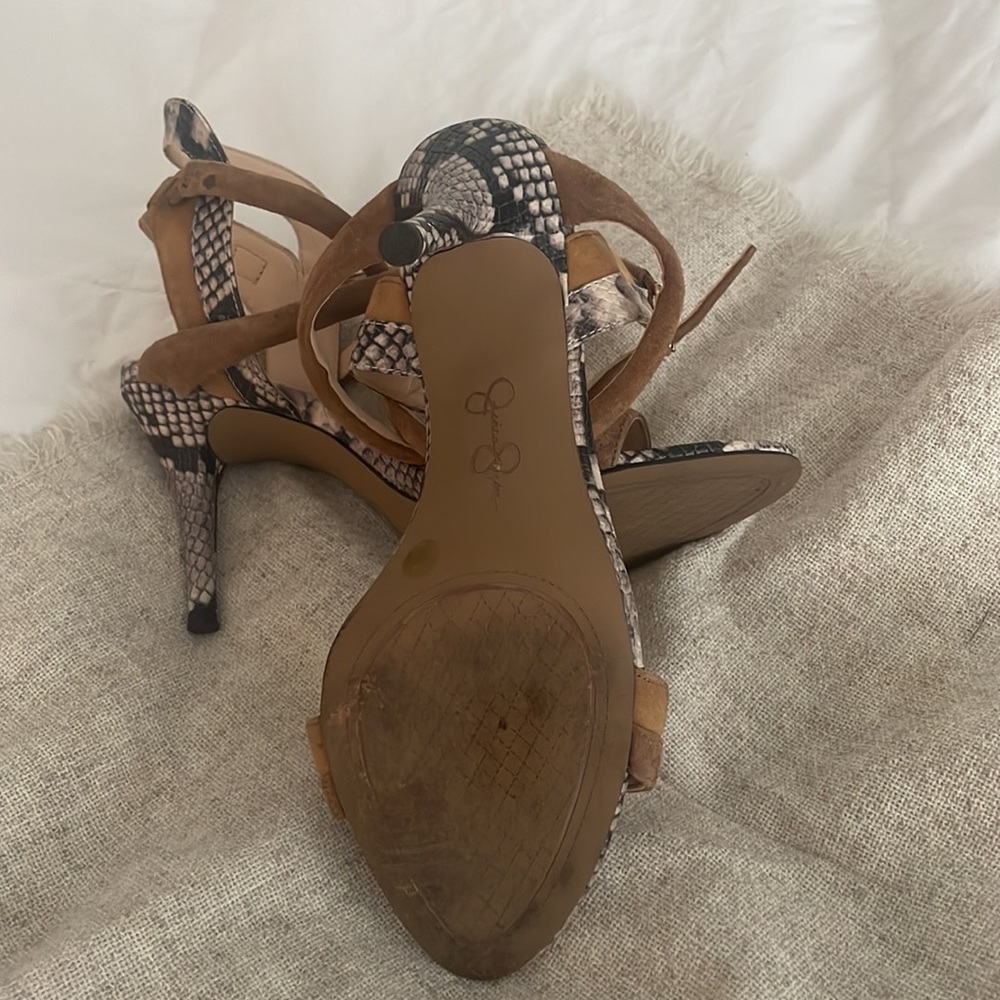 Jessica Simpson Suede And Python Open Toe Strap H… - image 3